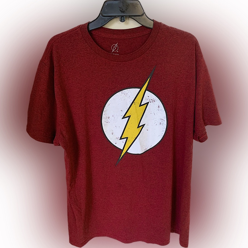 Men’s DC Comics Super Hero The Flash Tee T-Shirt SS Adult XL NEW Men’s Red